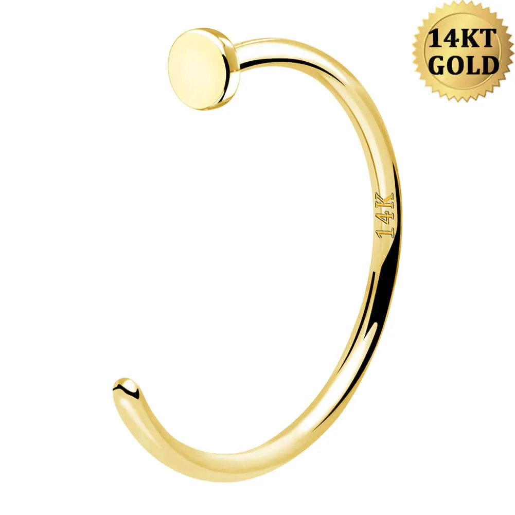 20G Nose Ring Half Hoop 14K Solid Gold Nose Ring