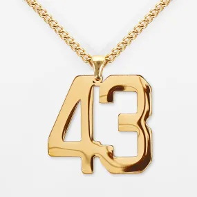 43 Number Pendant with Chain Kids Necklace - Gold Plated Stainless Steel