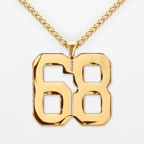 68 Number Pendant with Chain Kids Necklace - Gold Plated Stainless Steel