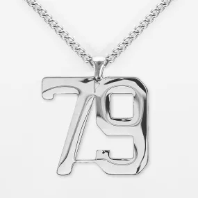 79 Number Pendant with Chain Necklace - Stainless Steel