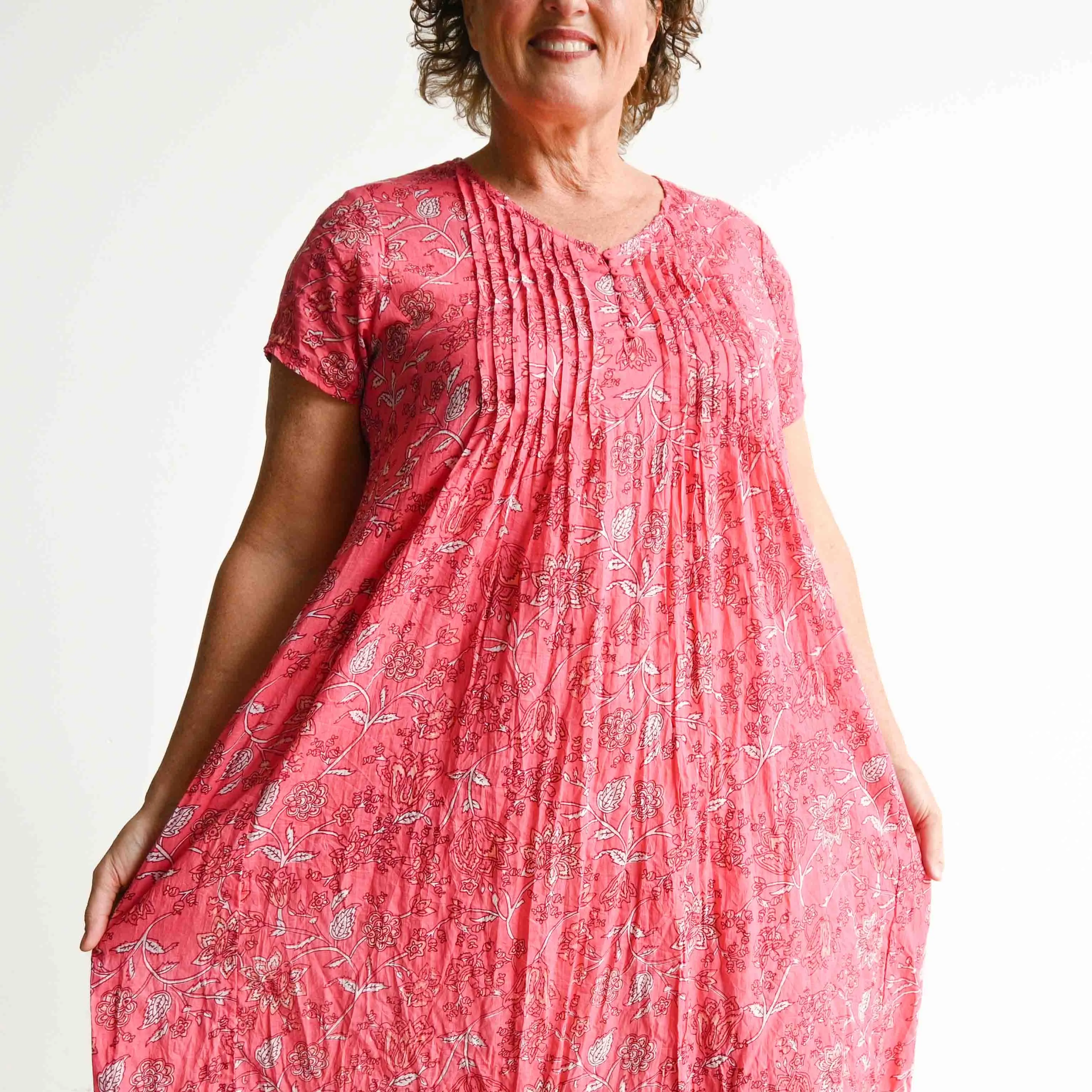 Be The Sunshine Cotton Dress - Watermelon Floral