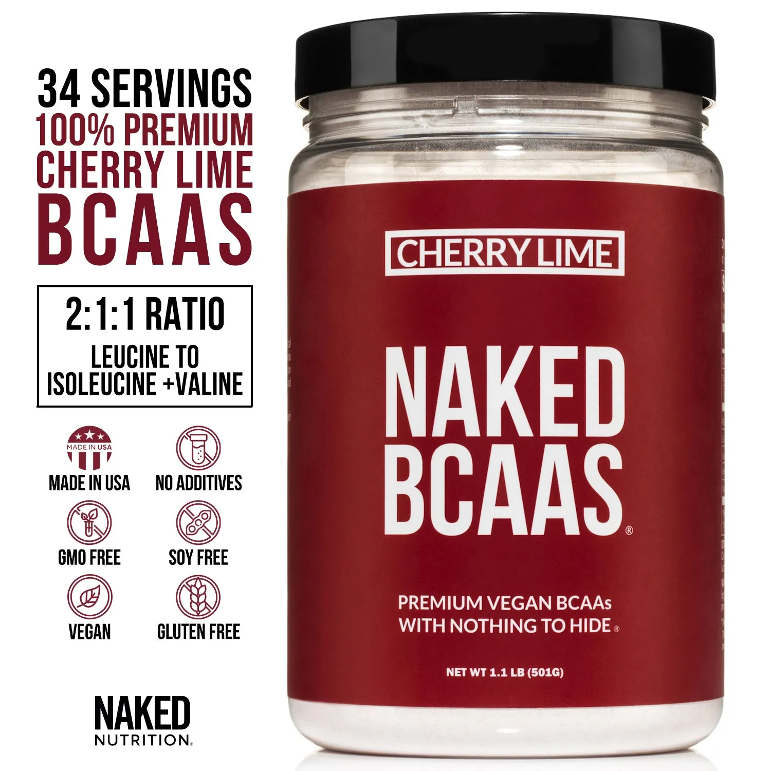 Cherry Lime Branched Chain Amino Acids | Naked BCAAs - 34 Servings