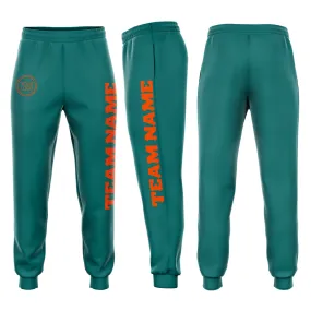 Custom Aqua Orange Fleece Jogger Sweatpants