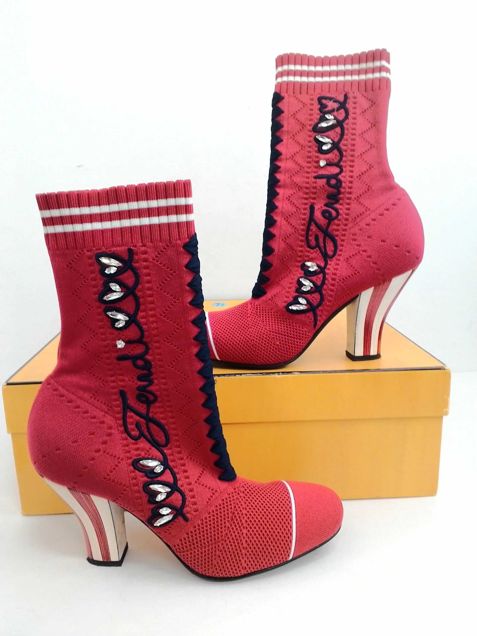 FENDI Women's Red Bootie Size 37.5