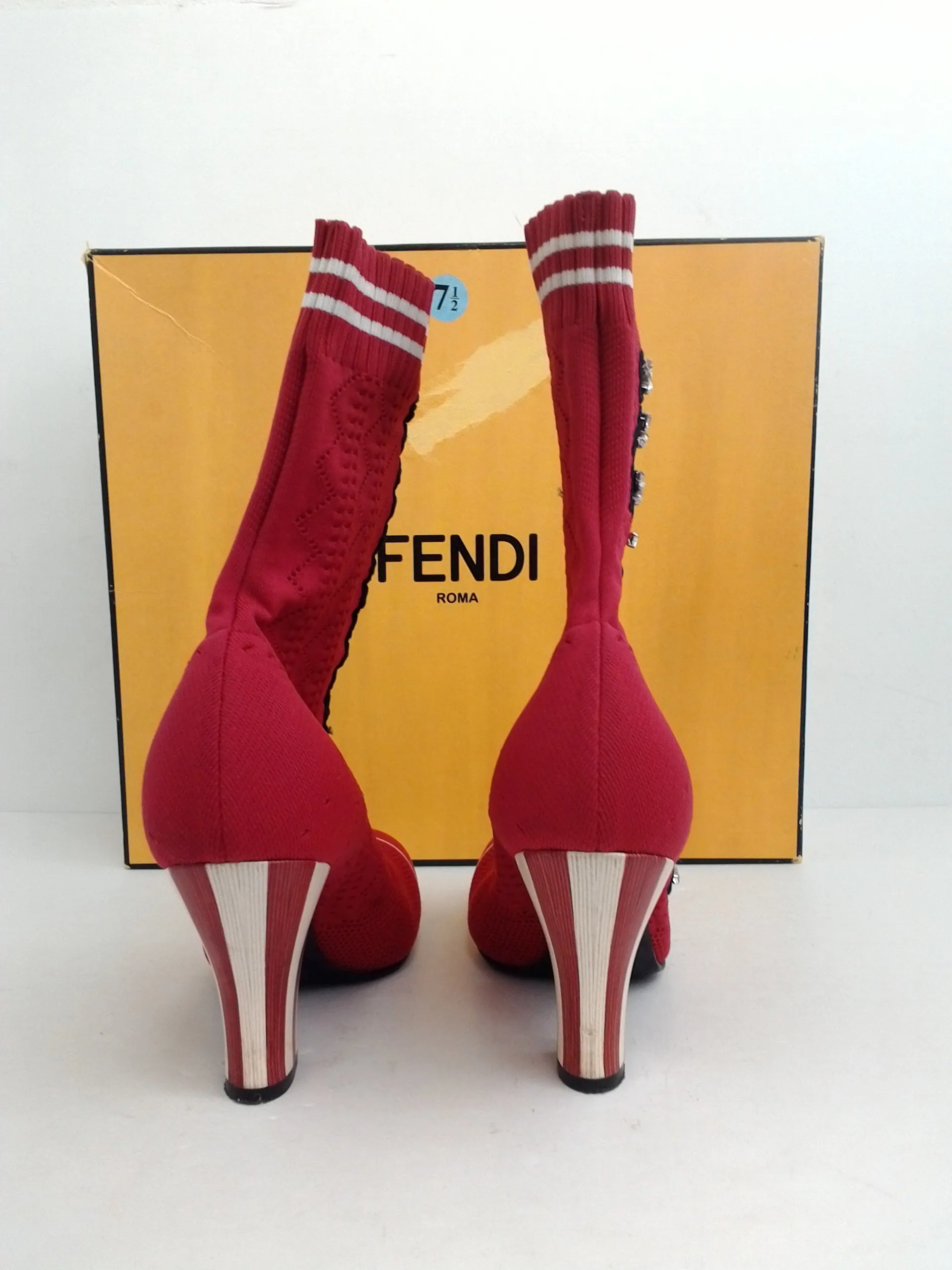 FENDI Women's Red Bootie Size 37.5