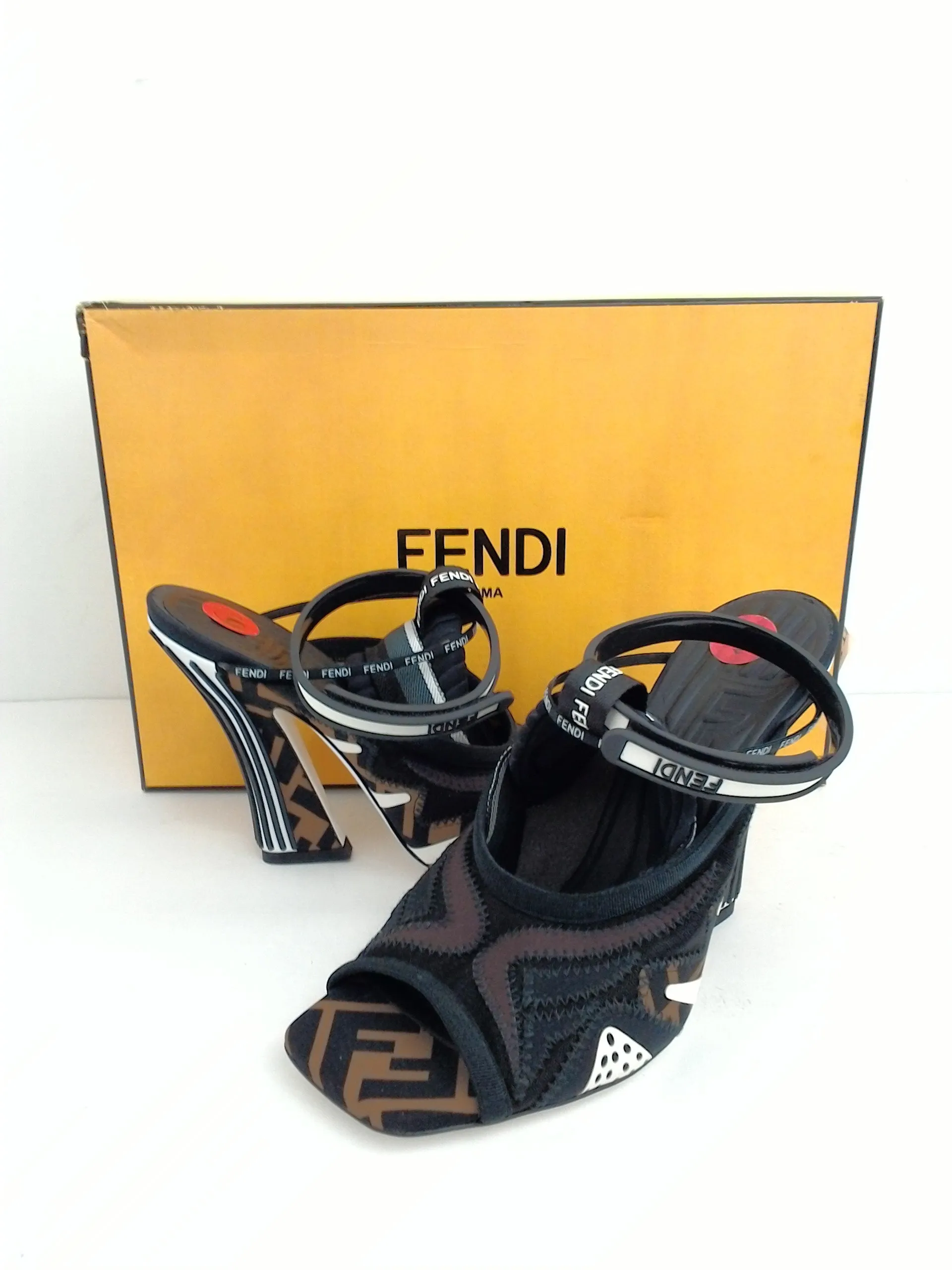 Fendi Women's Sandalo Rete Mix Patch LY FF  EL TRIC Size 36.5