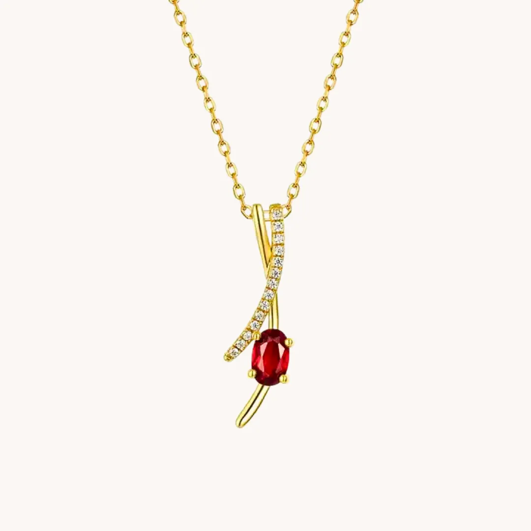 Garnet Branch Gold Pendant with chain W.