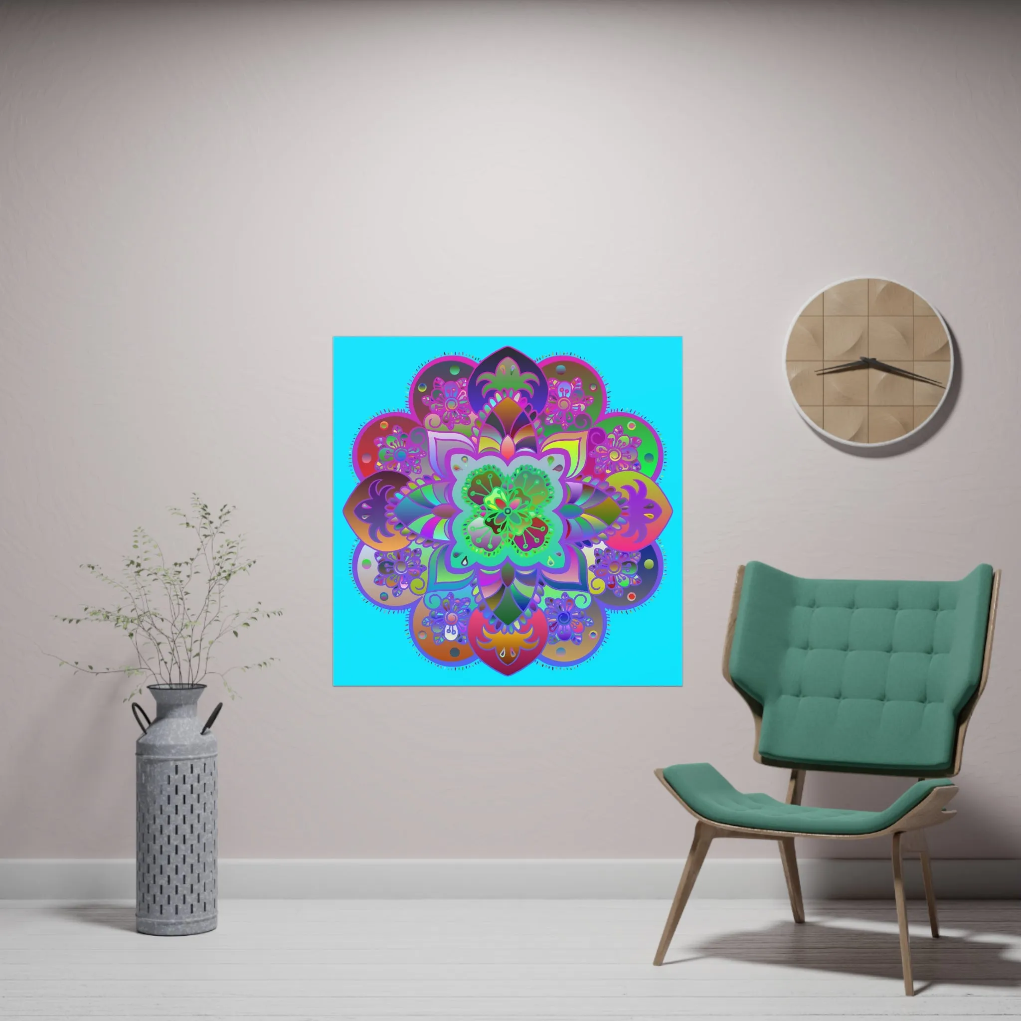 Hand-Drawn Mandala Art Poster - Square Matte Paper