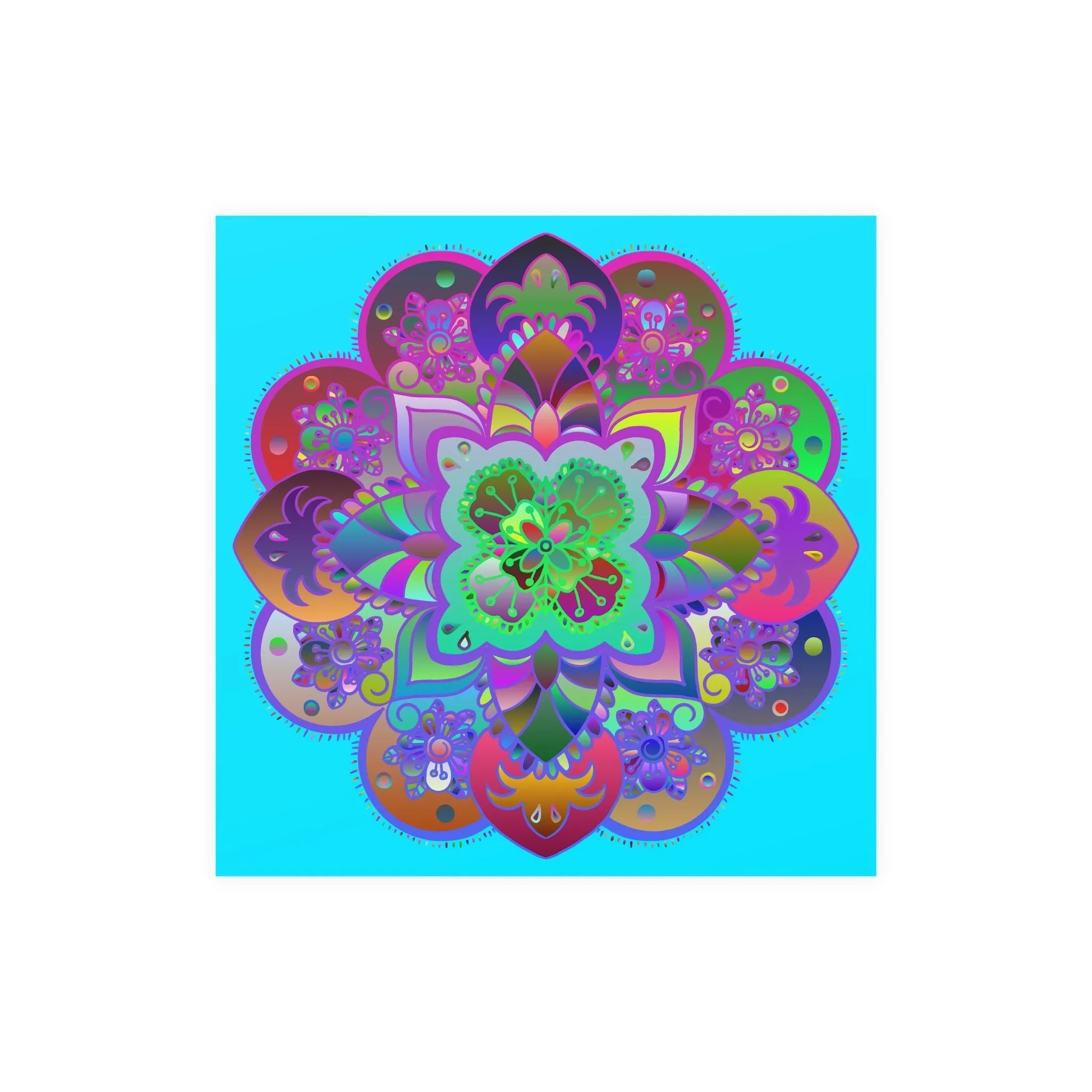 Hand-Drawn Mandala Art Poster - Square Matte Paper