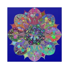 Handmade Mandala Design Matte Poster - Dark Blue