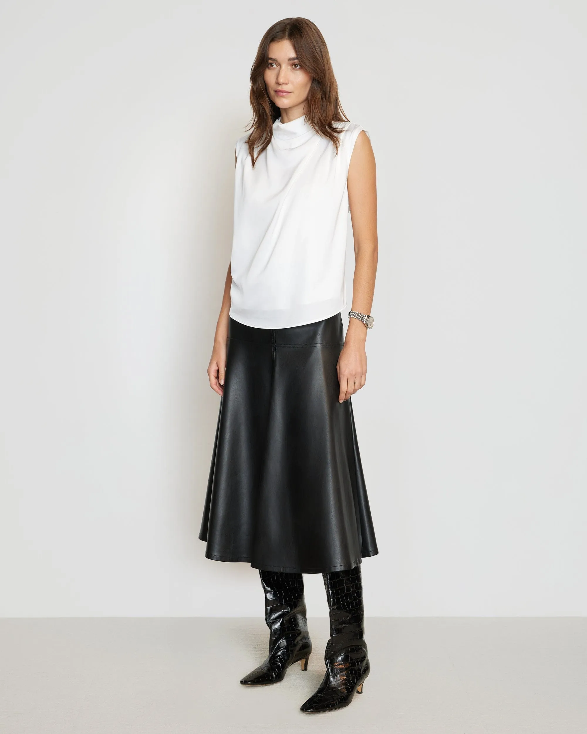 Harley A-Line Vegan Leather Skirt