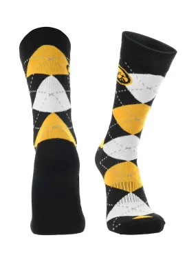 Iowa Hawkeyes Argyle Dress Socks NCAA Fanwear Crew Length