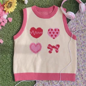 Japanese CUTE pink heart student versatile vest BY9023