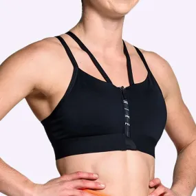 Nike Indy - Women's Zip Light Support Sports Bra - Black/Black/White