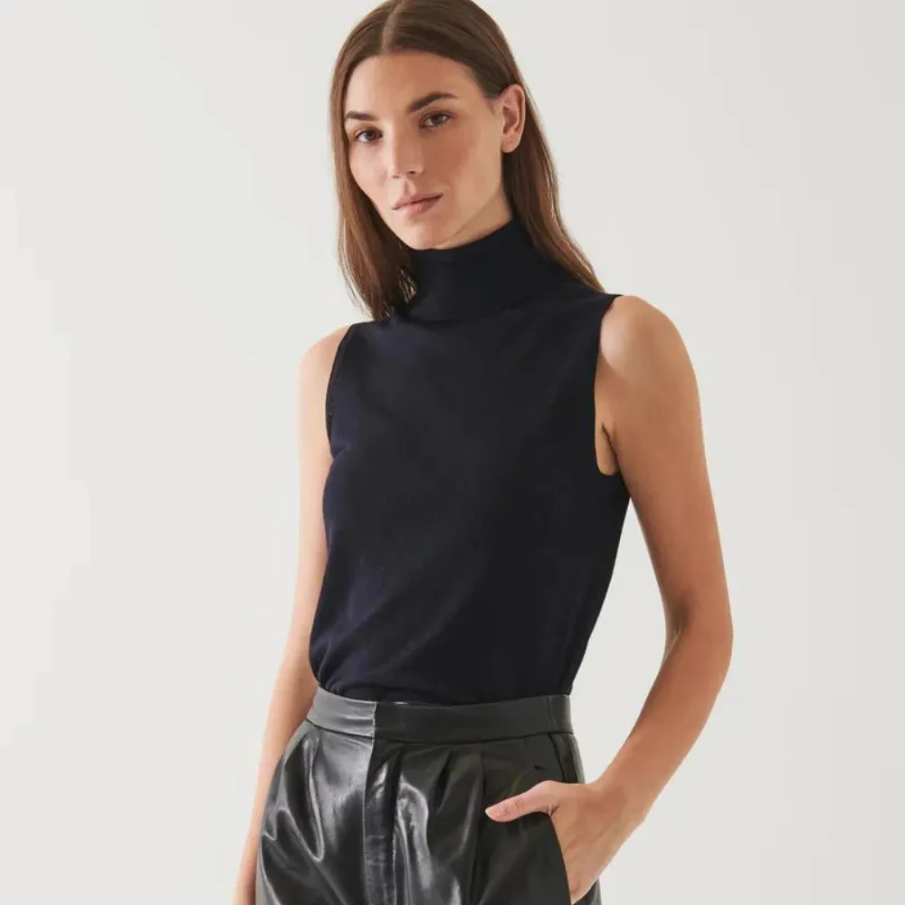 Patrick Assaraf Superfine Merino Sleeveless Turtleneck