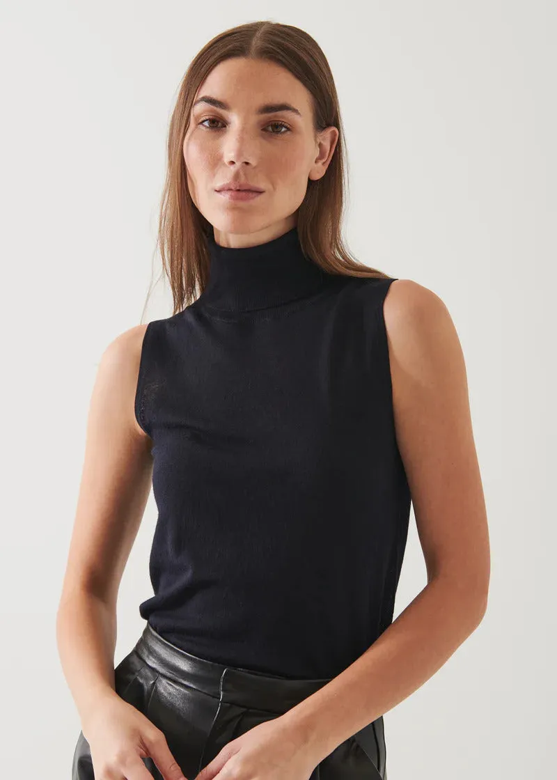 Patrick Assaraf Superfine Merino Sleeveless Turtleneck