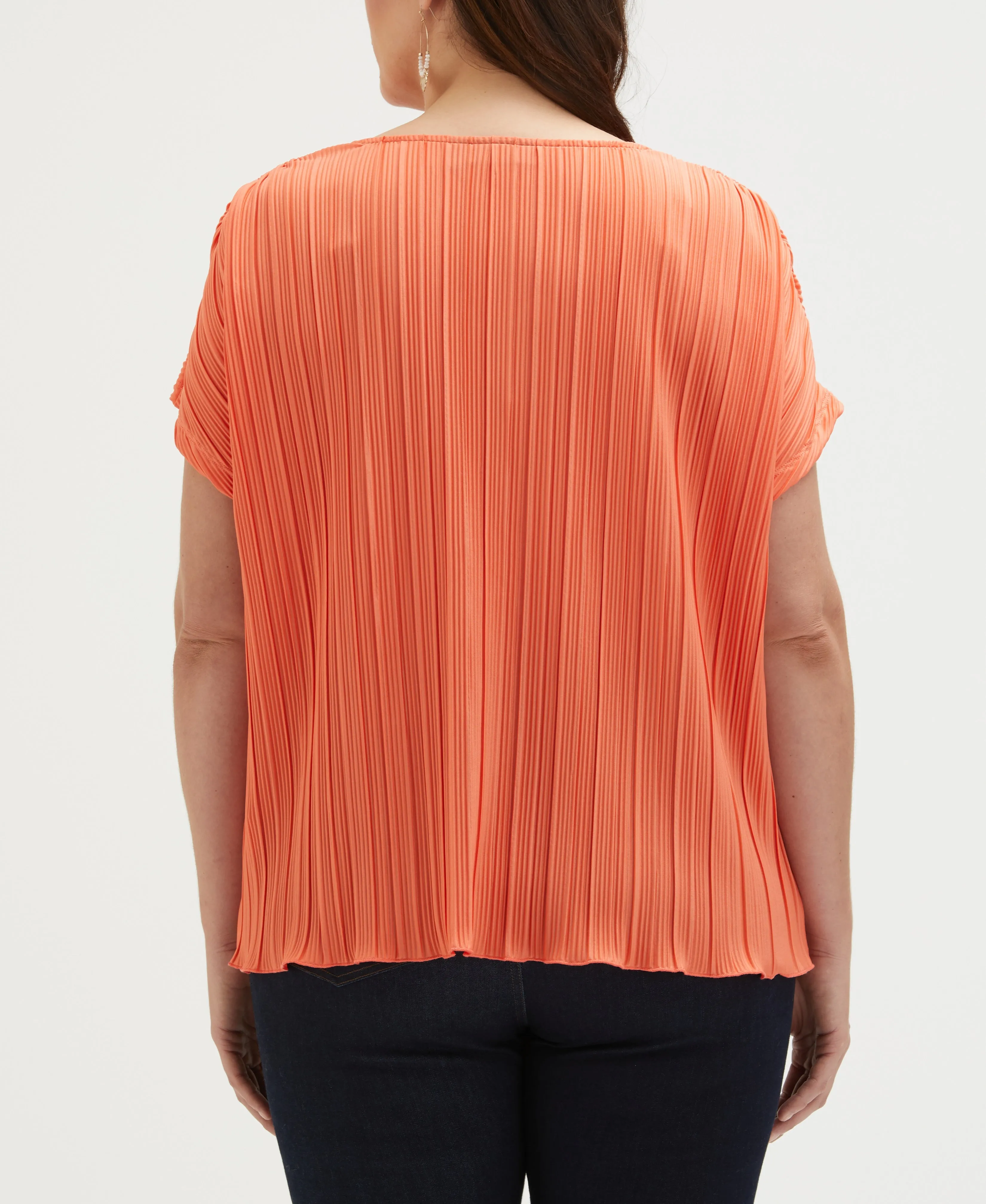 Plus Size V-Neck Plisse Top