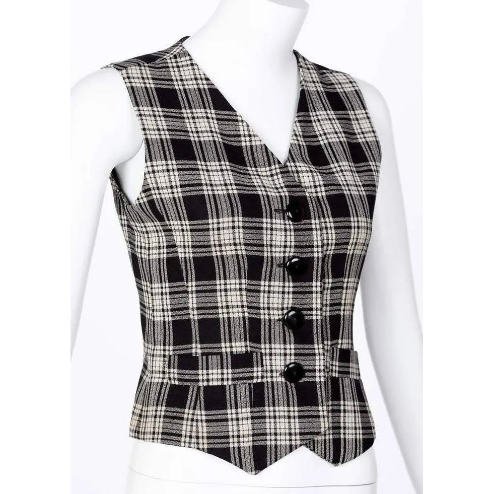 YVES SAINT LAURENT Black & White Wool Vest | Size US 4 - EU 36