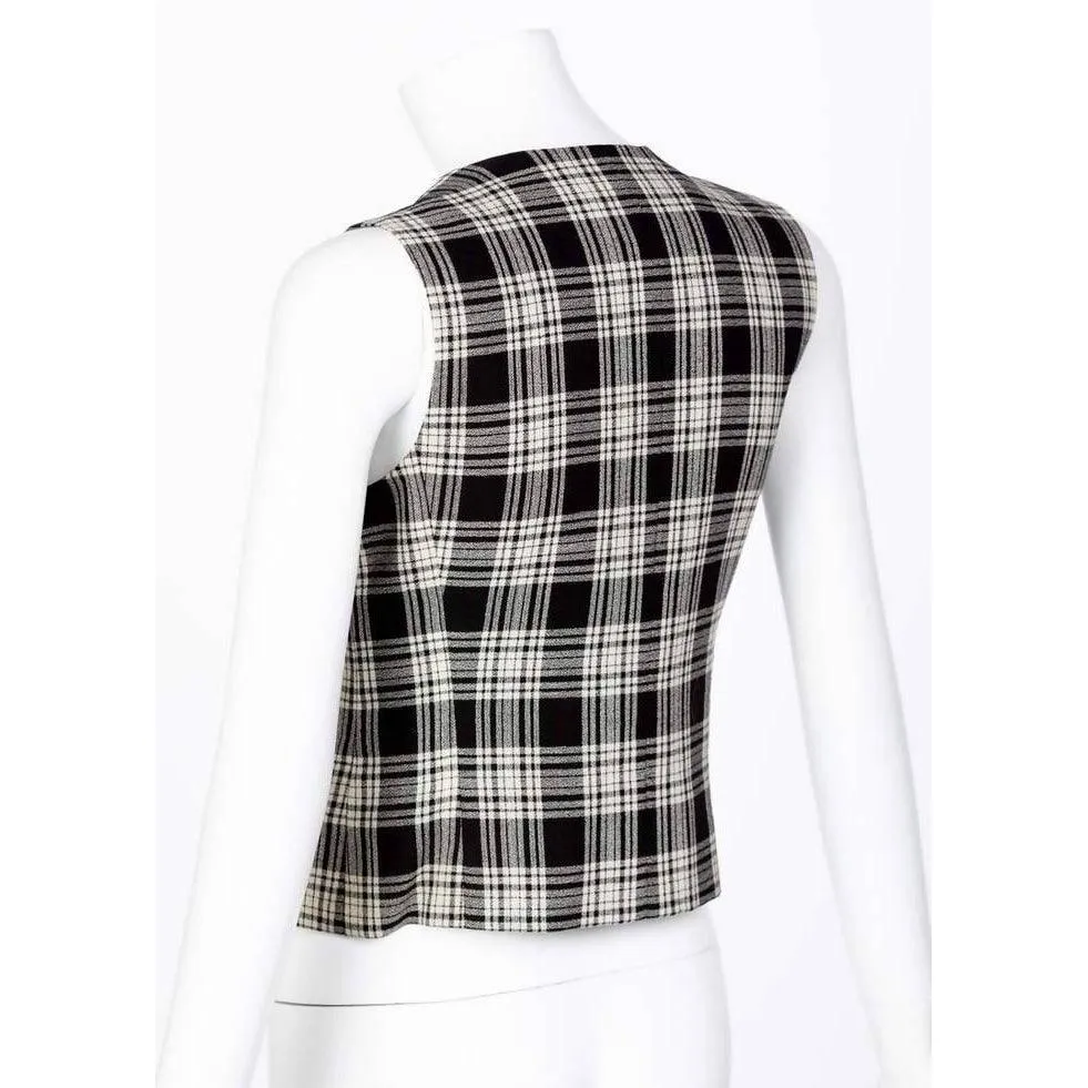 YVES SAINT LAURENT Black & White Wool Vest | Size US 4 - EU 36